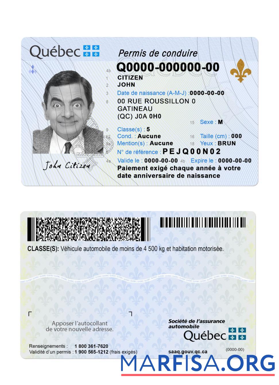 Realistic Canada Quebec DL 2023 present template